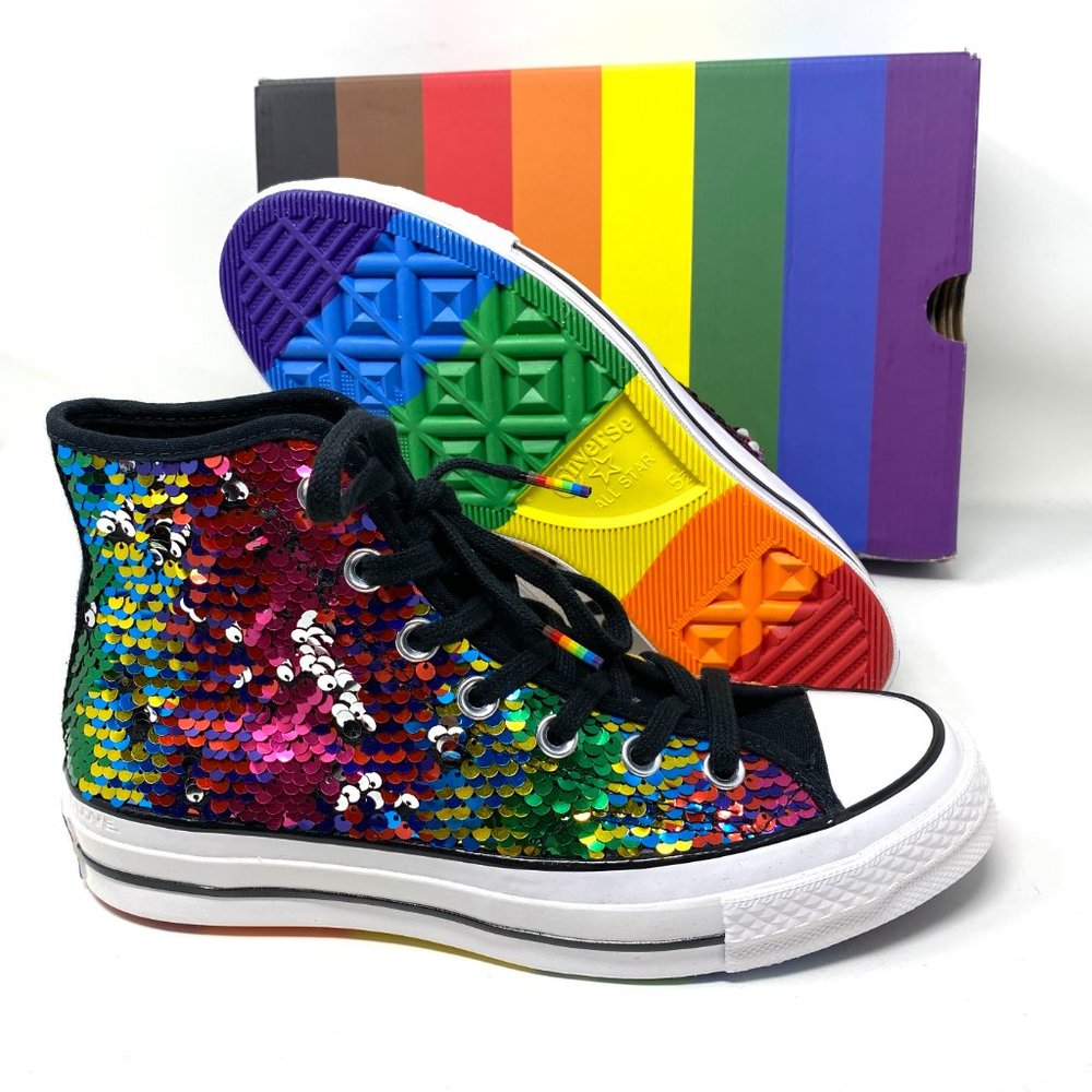 Converse CHUCK 70 High Sequins Multi Sneakers Women’s Size 167755C - Picture 8 of 9